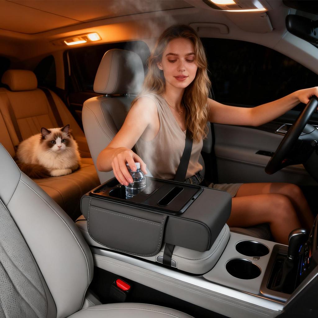 Car Armrest Pad Non-slip Water Proof Ergonomic Long-lasting Organization Car Armrest Box for Family Friends Adults Men Women