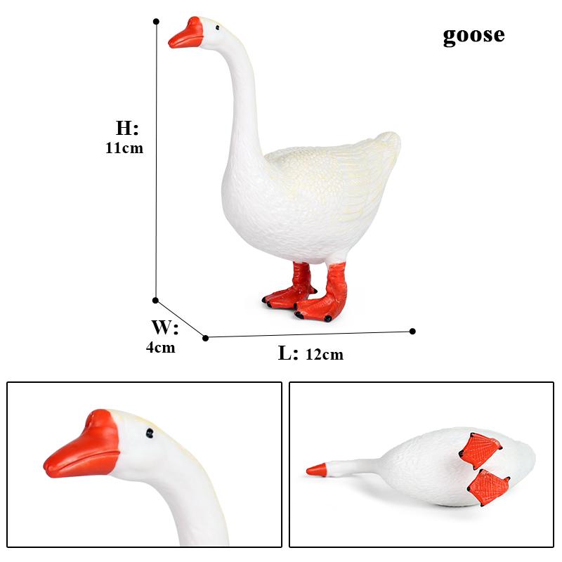 Oenux Simulation Cute Poultry Farm Animals Model Mandarin Duck Goose Swan Hen  Action Figures PVC Miniature Toy Gift For Kids