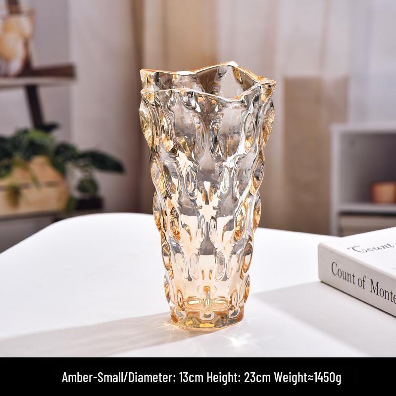 Vază Nordică din Sticlă de Cristal, Diametru Mare pentru Flori Proaspete și Plante Verzi, Decor Elegant pentru Casă și Hotel.