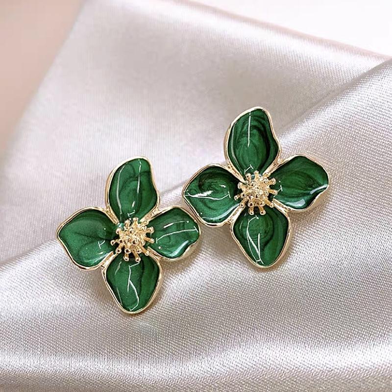 

Серьги-гвоздики Roselle Dropped Glaze Flower для женщин и девушек, французские винтажные свадебные романтические ювелирные изделия, подарки