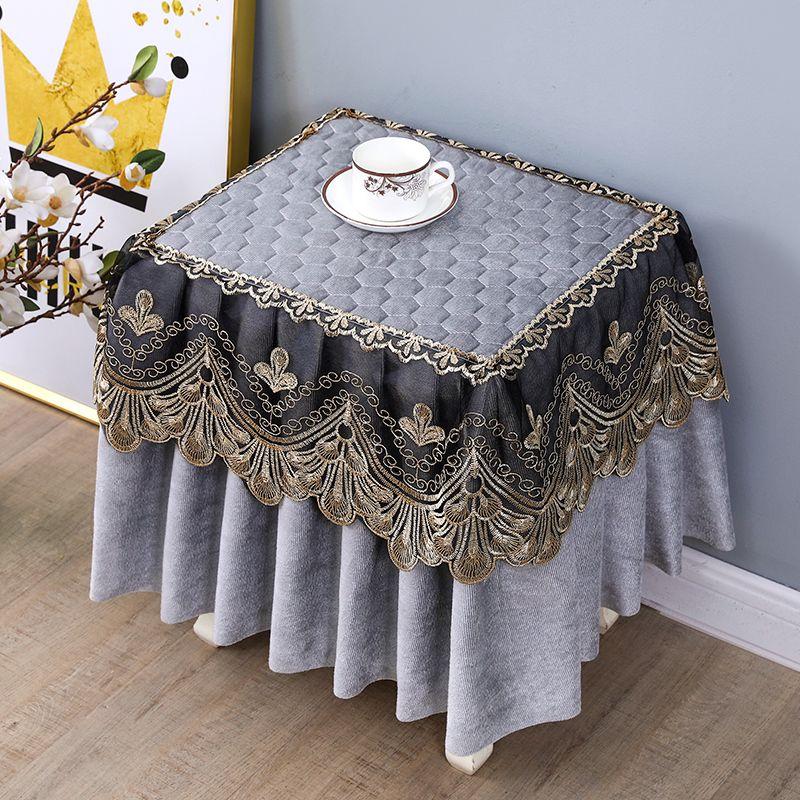 Thickened Bedside Table Cover Cloth Non Slip Dustproof Bedroom Nightstand Cover European Dust Cover Fabric Lace Set Cover