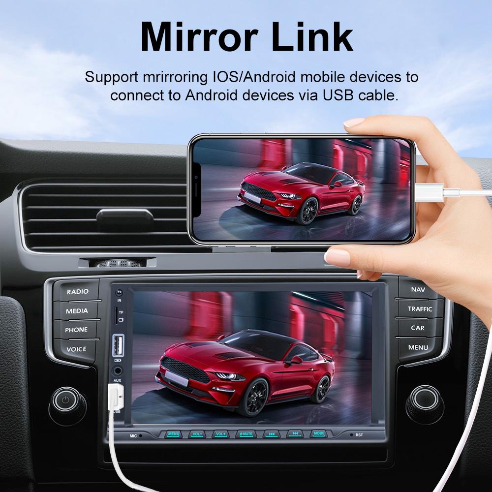 TOYOUSONIC 7 inch Car Radio Carplay Android Auto Multimedia Player FM AUX Input BT TF Mirror Link Universal 1 Din MP5 Head Unit