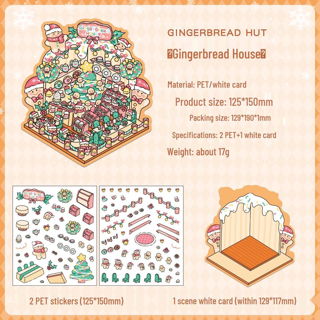 Yuezhen 3D Creative Christmas Eve Scenery Stickers for Kids