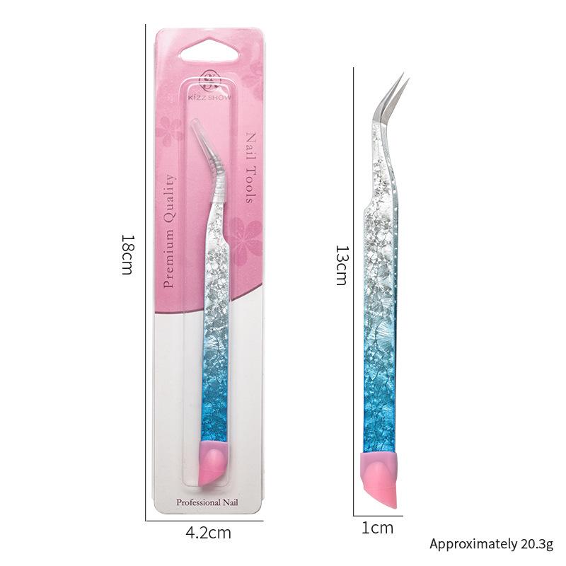 Multifunctional Double-Ended Nail Tool: Tweezers & Silicone Pressing Stick for Nail Art
