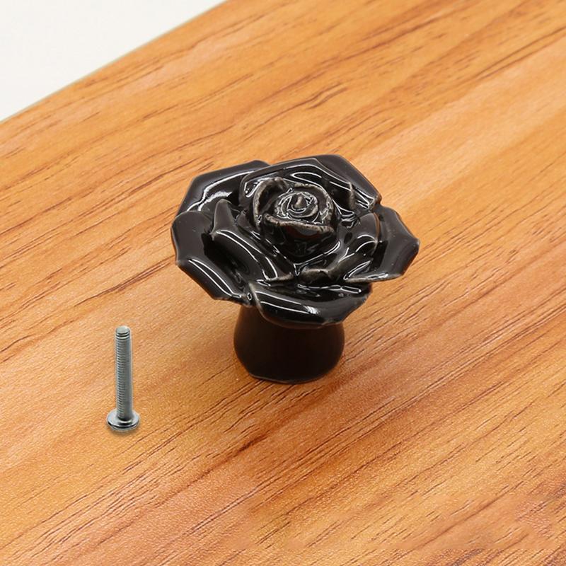 1PC Single Hole Handle Cartoon Cabinet Handles Modern Cupboard Pulls Minimalist Flower Rose Drawer Knobs Fashion