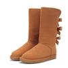 Schneestiefel Echtes Leder Warm Herren Damen Stiefel Schuhe Mode Drei Schleifen Schnürung Hohe Stiefel Damen Winter Warm Pelzstiefel Größe 34-45