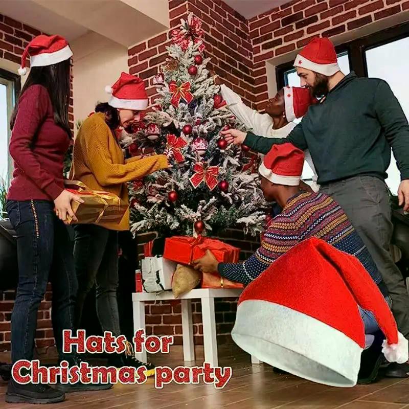 New 1PCS Christmas Decorations Plush Santa Hats Red Santa Hats For Adults And Children