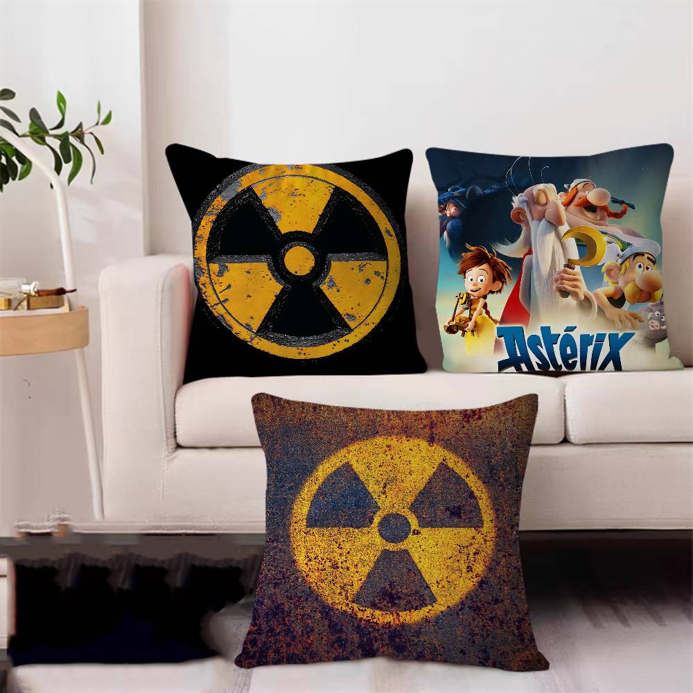 Creative Radiation Logo Pillow Cover Sofa Cushion Cover Home Room Decoration Children Gift