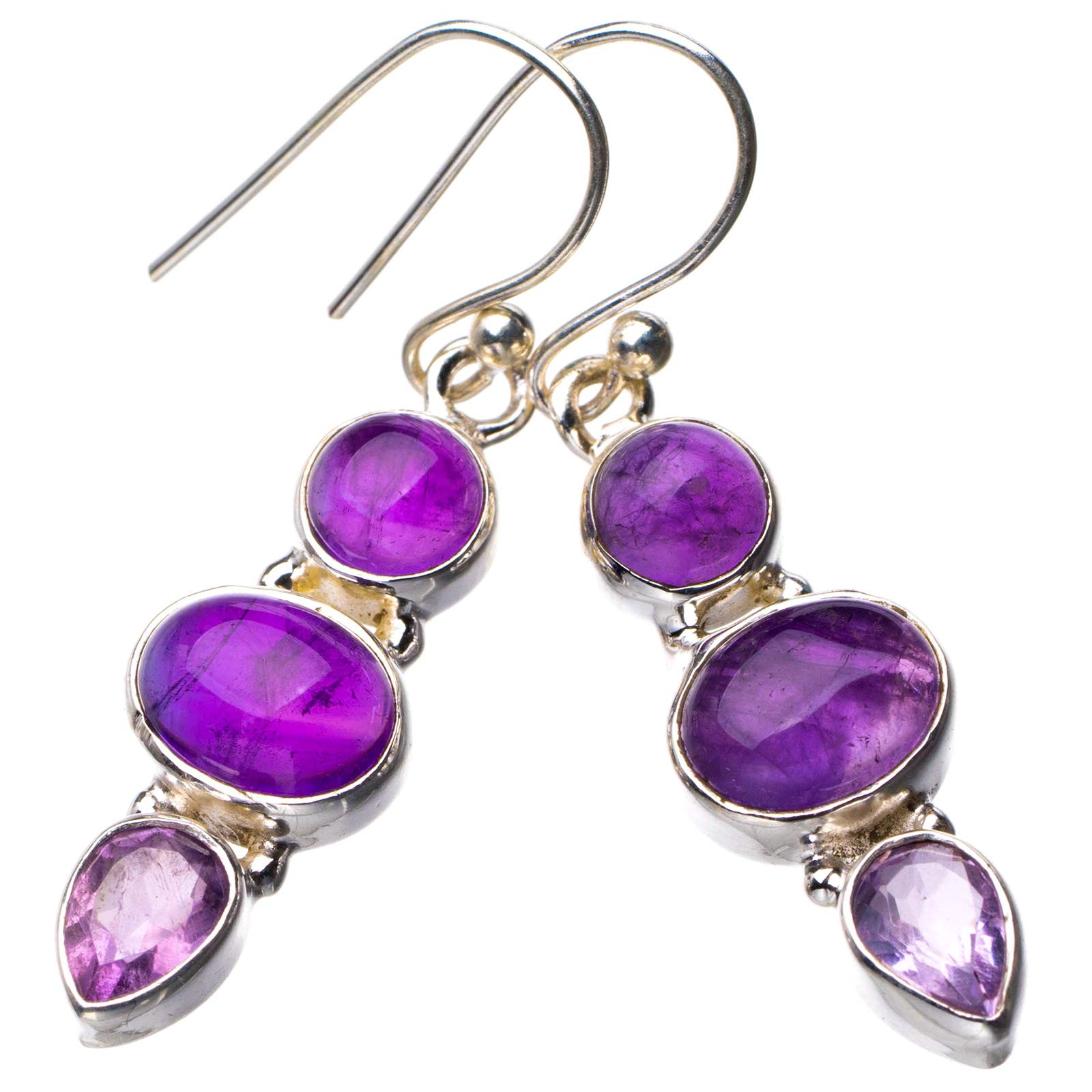 

StarGems® Natural Amethyst Handmade 925 Sterling Silver Earrings 1.5 D6800