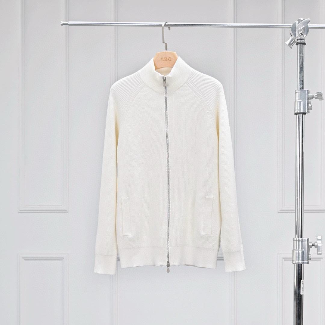 

Men s Spring Collection: White & Gray Cotton Knit Zipper Outerwear - Style KW841 L білий