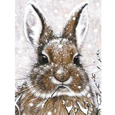 Diamond Embroidery Rabbit Craft Kit 5D DIY Diamond Painting Snow Animal Rhinestone Picture Home Decor Gift