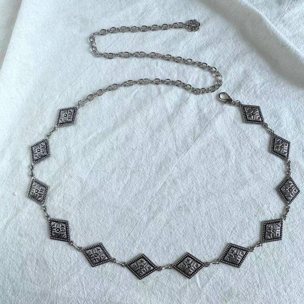 

Fashion Metal Women s Waist Chain Gold/Silver Durable Retro Waist Chain Adjustable Carved Chain Belt