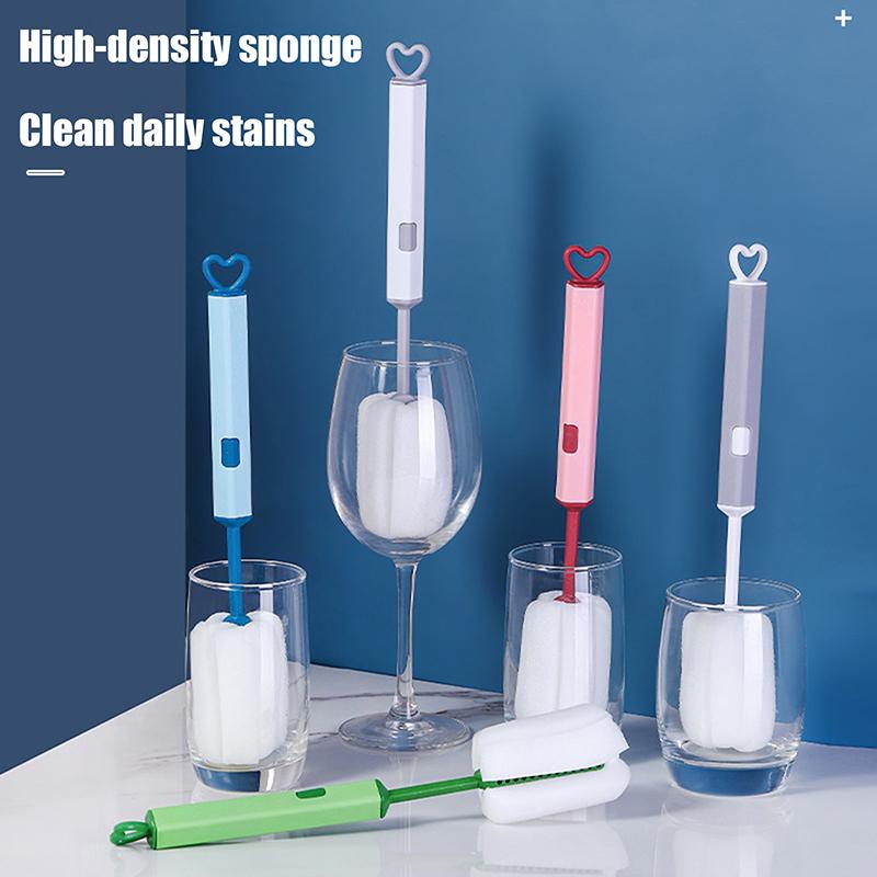 1 ks měkký štětec na hrnek s houbou Dlouhá rukojeť Štětec na láhve s houbou Nápojové sklenice na víno Skleněná lahev Skleněný kelímek Mytí Čištění kuchyně