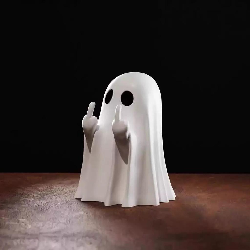 Halloween Ghost Reading Night Light - Cute Resin Book Shelf Ornament