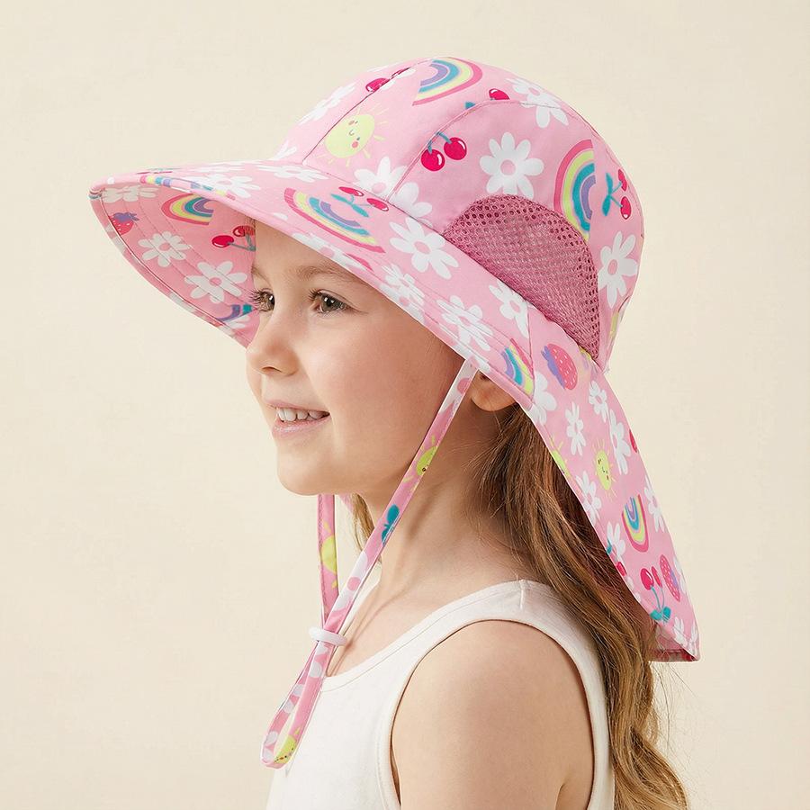 Side net fabric children's sun hat with side mesh, export sun hat, sun protection shawl hat, large brim