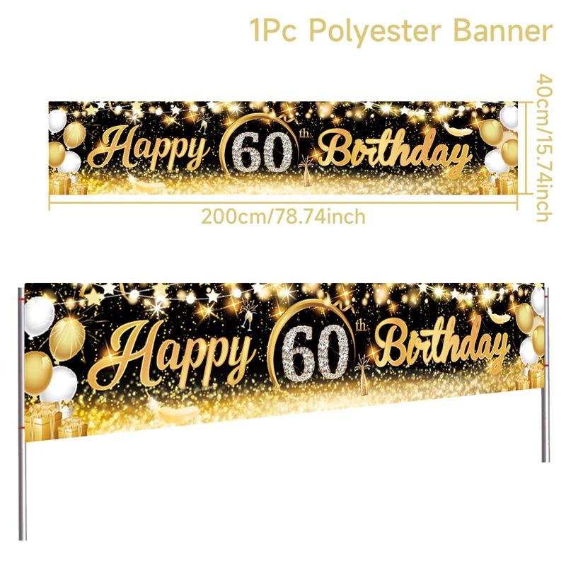 

Черно-золотой баннер с днем рождения для взрослых на 30-40-50-60-й день рождения, украшения для вечеринок, флаги, гирлянды, юбилей