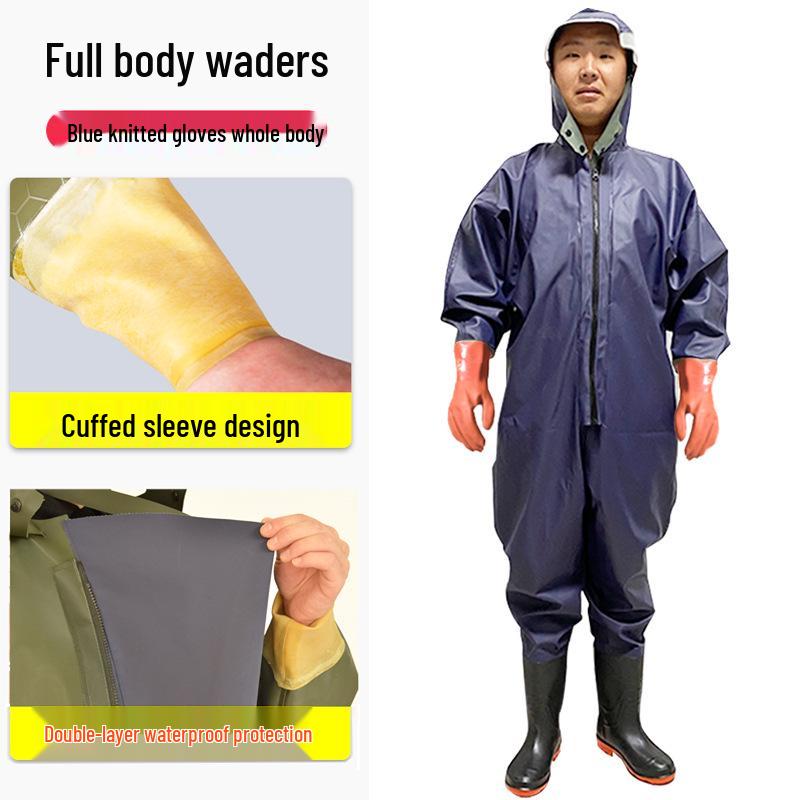 Full Body Waterproof Waders with Skin Suit & Water Shoes for Fishing and Reservoir Activities
