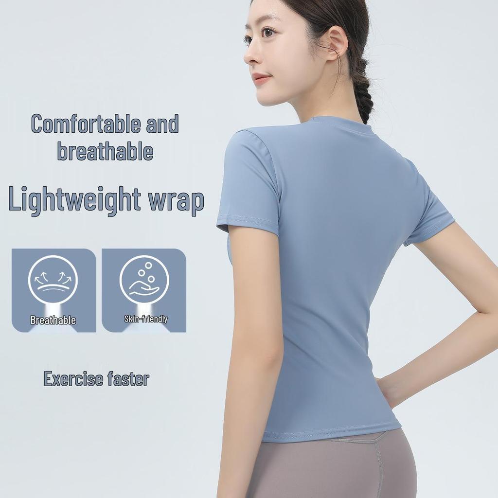Women's Short Sleeve Yoga Top - Slimming, High-Elasticity, Nude Feel for Fitness, Sports, Running, and Pilates