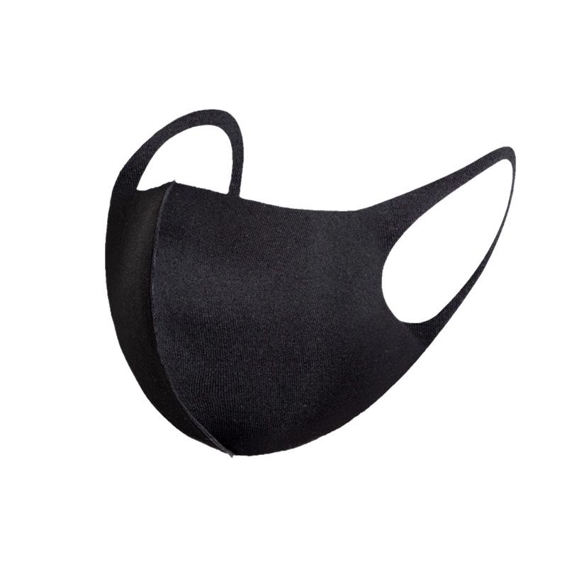 3D černá maska z ledového hedvábí a bavlny: Dámský prodyšný, prachotěsný, pratelný, sluneční ochrana s potištěným logem - Vhodný pro všechna roční období.