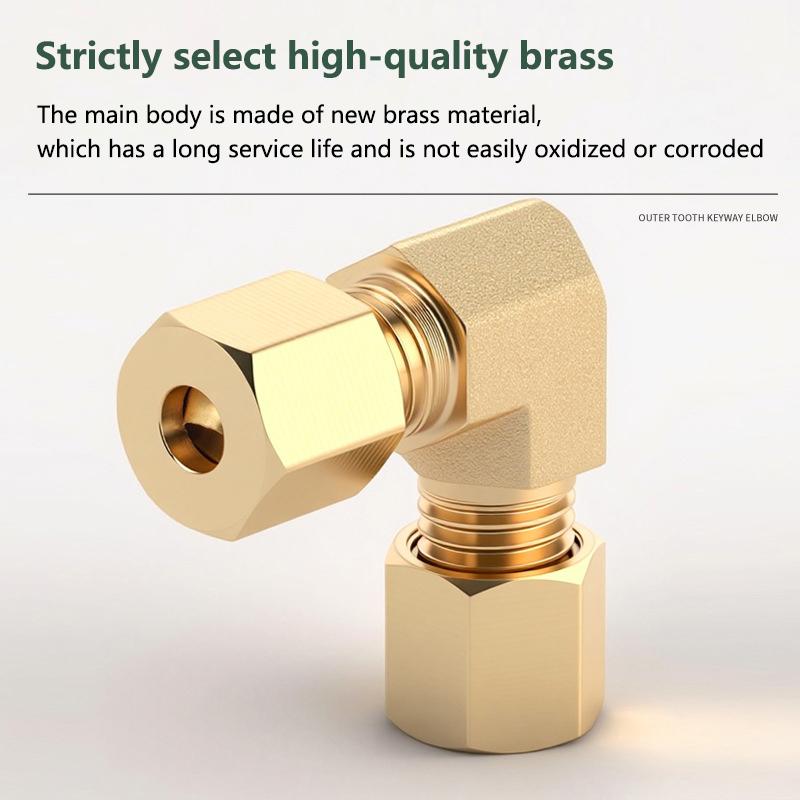 §2 Stück Messing NPT Doppel-Klemmring-Winkelstück 90 Grad Rechtwinkliges Rohrfitting für Wasser Öl Luftleitung Sanitär Hydraulische Systeme