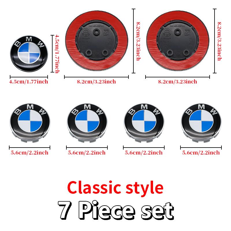 BBKD8 7PCS BMW Car Hood Front Rear Trunk Emblem Classic Blue White Badge For BMW E93 E87 G01 G20 X3 X5 F30 F20 E36 E46 E53 E90