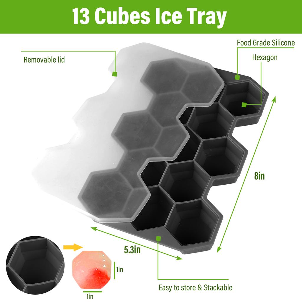 37 Cavity Honeycomb Ice Cube Trays Reusable Silicone Ice Cube Mold Bpa Free Ice Maker With Removable Lids Creative 13 Cavity