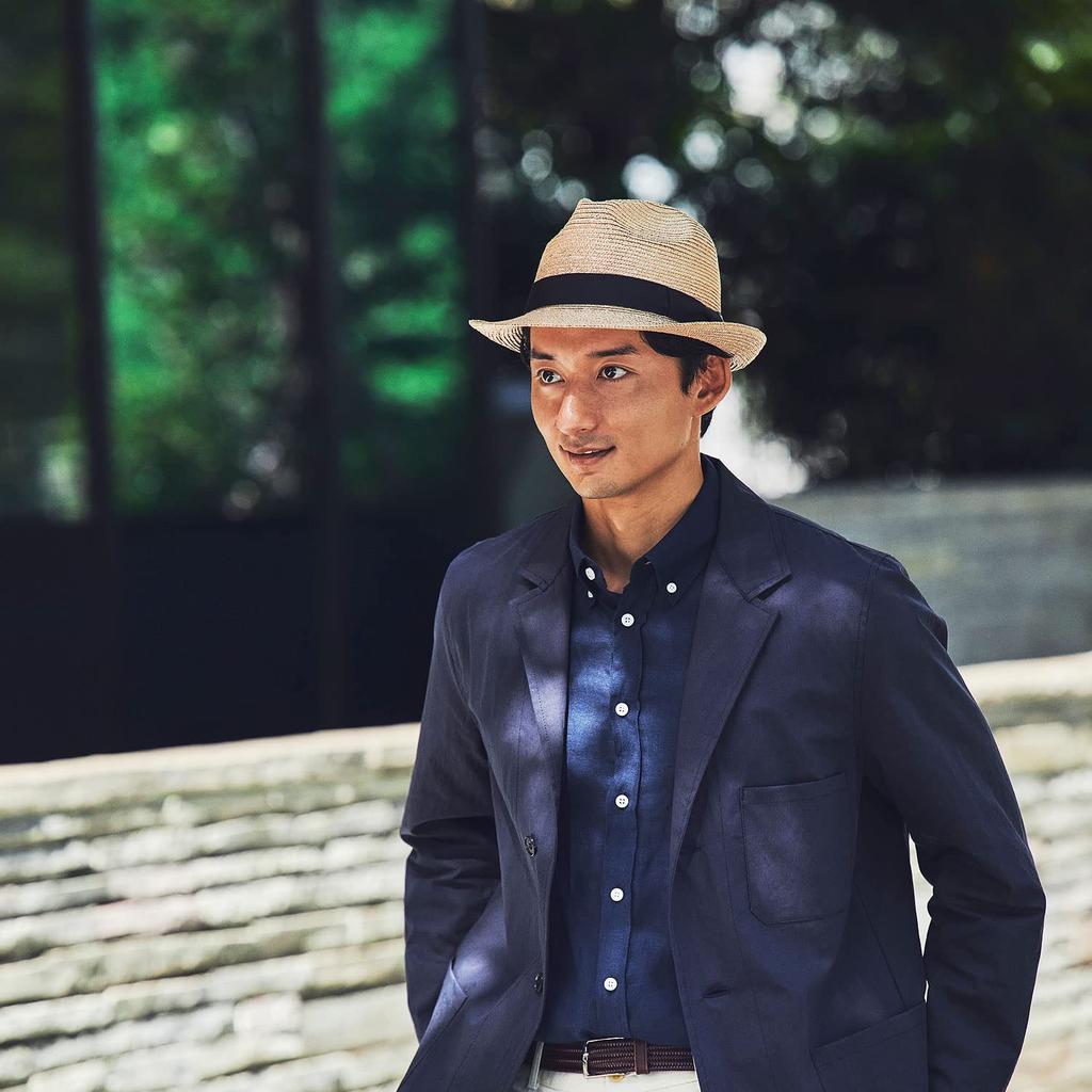 Simone Straw Fine Barley Fedora Hat for UV Sun Day Popular Made In Ribbon Hat (Tanaka Hat) (Simon) (Straw Men, Straw, Protection, Protection,