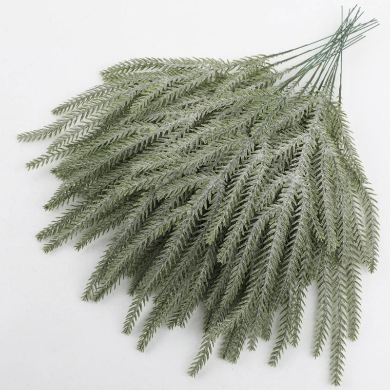 40Pieces Faux Pine Stems For Christmas Tree Decors Realistic Needle Weather Resistant Long Time Holiday Ornament
