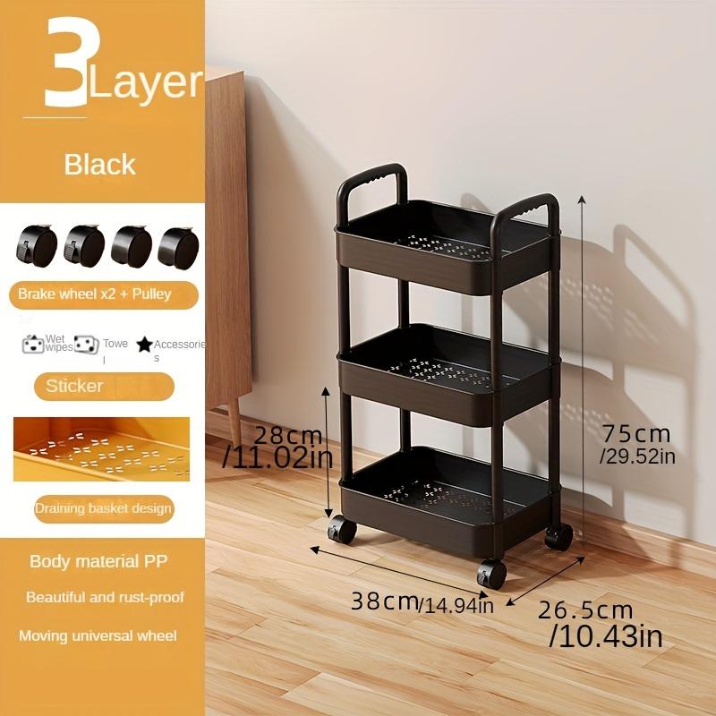 Malý úložný stojan na vozíky, úložný stojan do spálne, prenosný úložný stojan v kuchyni pre domácnosť, viacvrstvový organizačný stojan