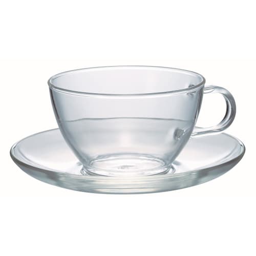 HARIO Heat-Resistant Teacup & Saucer, 230ml, Microwave and Dishwasher Safe, Made in Japan, TCSN-1T