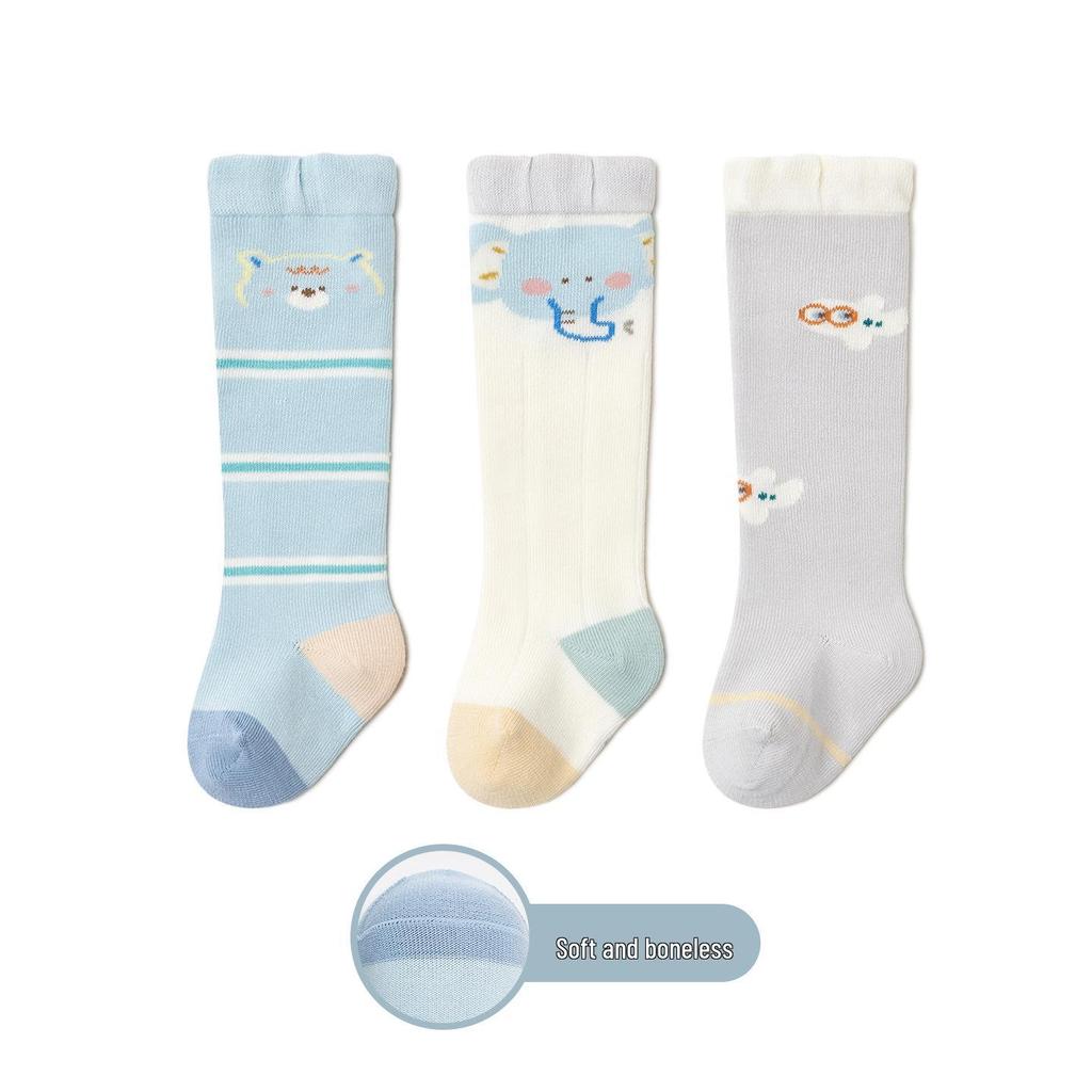 Spring-Autumn Loose-Fit Knee-High Baby Socks: Solid Color, Seamless, Class A, 3D Tube Design for Newborns