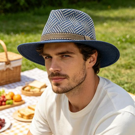 Yousheng Summer Jazz Hat, Lightweight Breathable Mesh Design Sun Protection Hat, Outdoor Travel Picnic Concert Hat