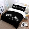 Checkered Racing Flags Pattern Bedding Duvet Cover Set  (1*Duvet Cover 2*Pillowcases, without duvet insert)