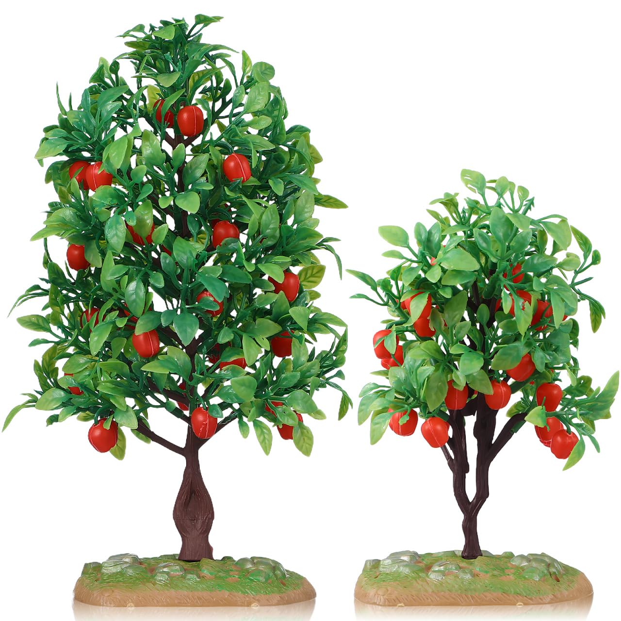 Set of 2 Mini Apple Tree Models, 21cm Artificial Fruit Trees, Made of Chic, Miniature Scene Trees, Railway Model Accessories, Landscape Decoration