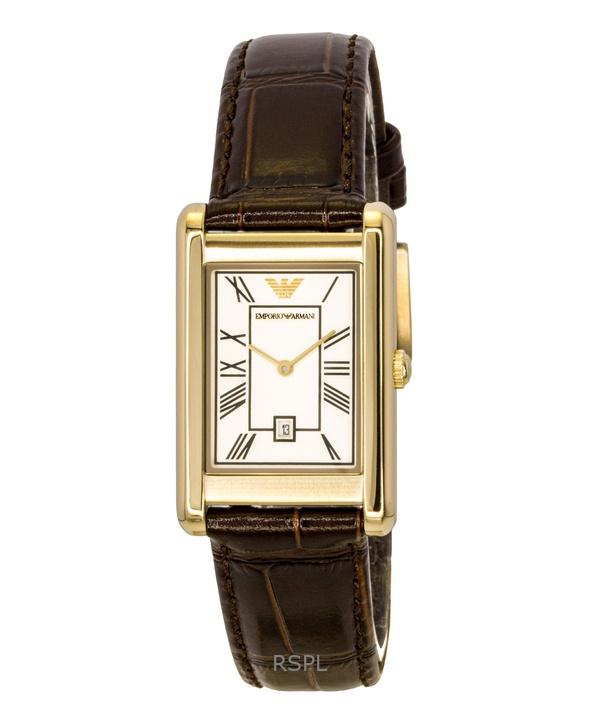 

Мужские часы Emporio Armani с коричневым кожаным ремешком, белым циферблатом, кварцевые AR11665 белый