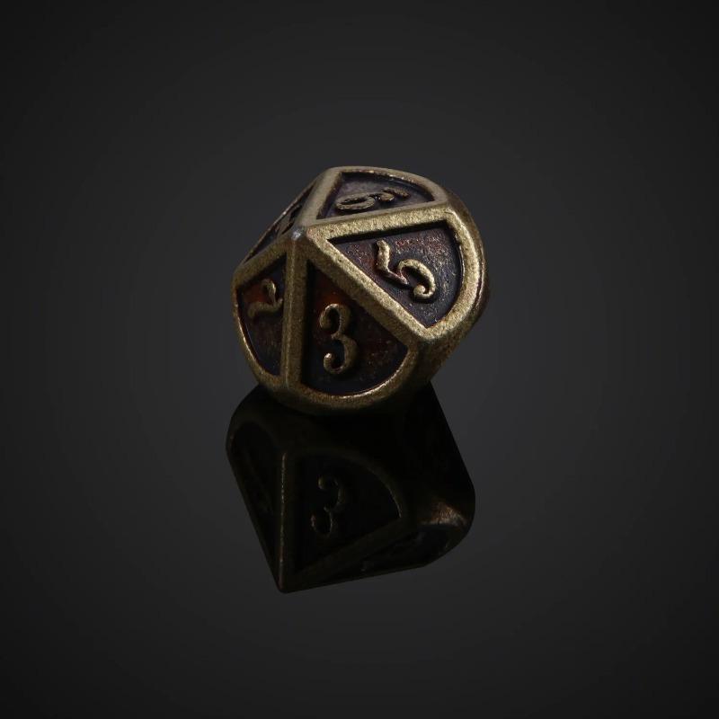7 Stück Metall Polyedrische Würfel Bronze DND Spielwürfel für RPG Dungeons and Dragons DND RPG MTG D20 D12 D10 D8 D6 D4 Tischspiel