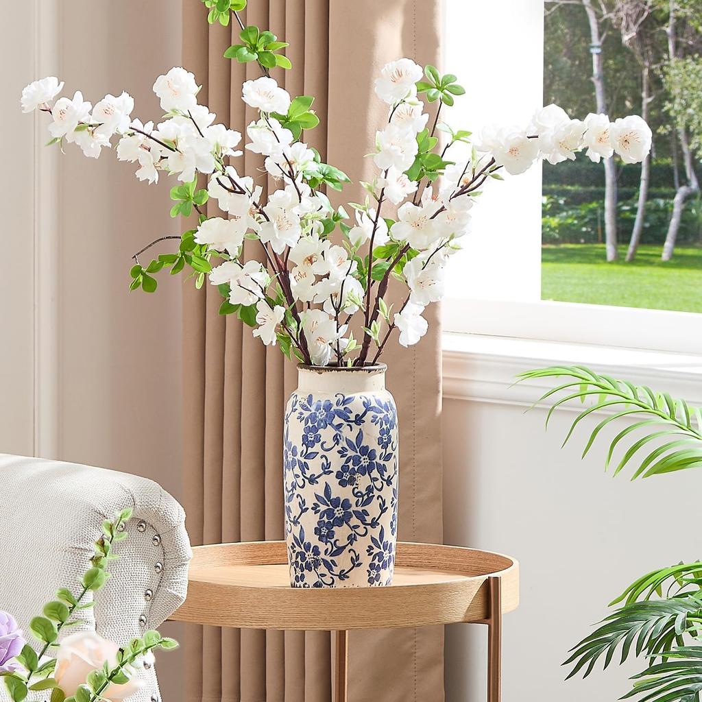 Chinese Blue and White Porcelain Vase, Ceramic Flower Vase Home Décor, Vases for Your Kitchen, Bedroom, Living Room, Bathroom, & Shelf Centerpiece