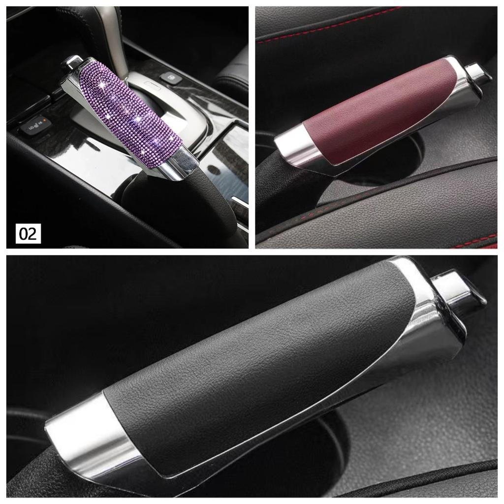 3PCS Rhinestone Car Handbrake Cover Leather Auto Anti-slip Protector Decoration Universal Diamond Car Accessories Interior