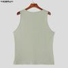 INCERUN Summer Men V Neck Sleeveless Ribbed Casual Loose Tank Tops