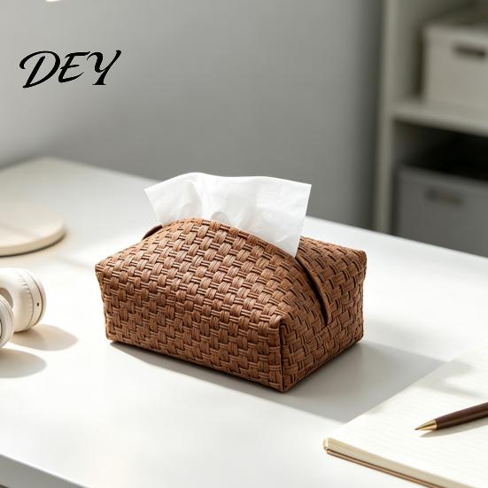 Travel Portable Tissue Case Foldable PU Leather Box, Multi-Purpose Desktop Storage Organizer, Convenient Holder for Car Simple Style Napkin