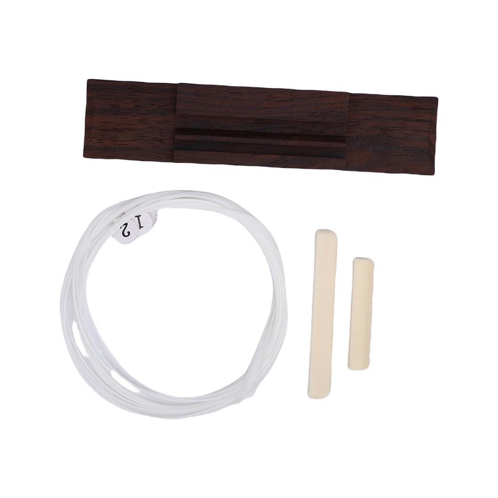 Ukulele Bridge Saddle Replacement Set Rosewood Bridge Nylon Strings Sound Easy Installation for DIY Repair 4 String Ukulele