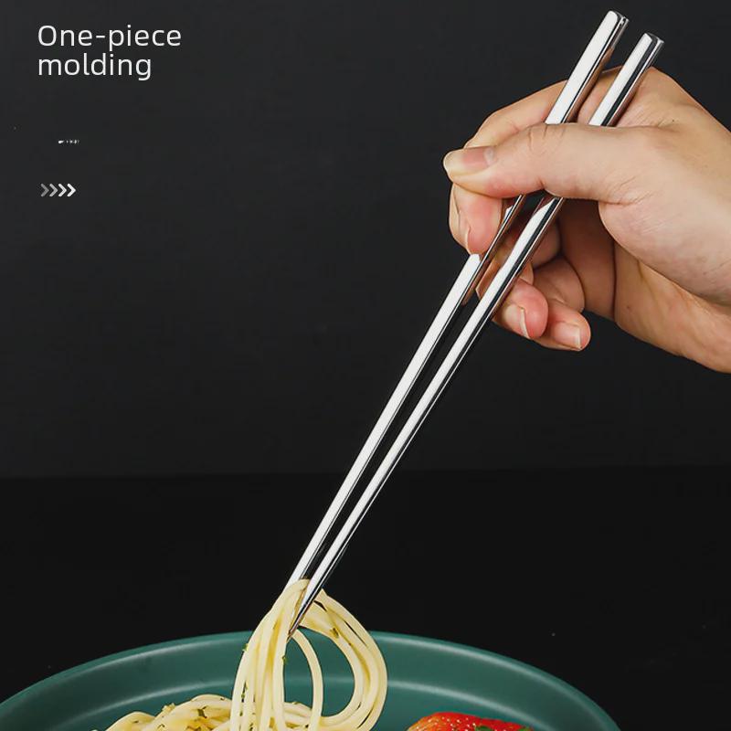 Premium 316 Stainless Steel Non-Slip Chopsticks Set - Thickened, Mildew-Proof Metal Design for Home Use
