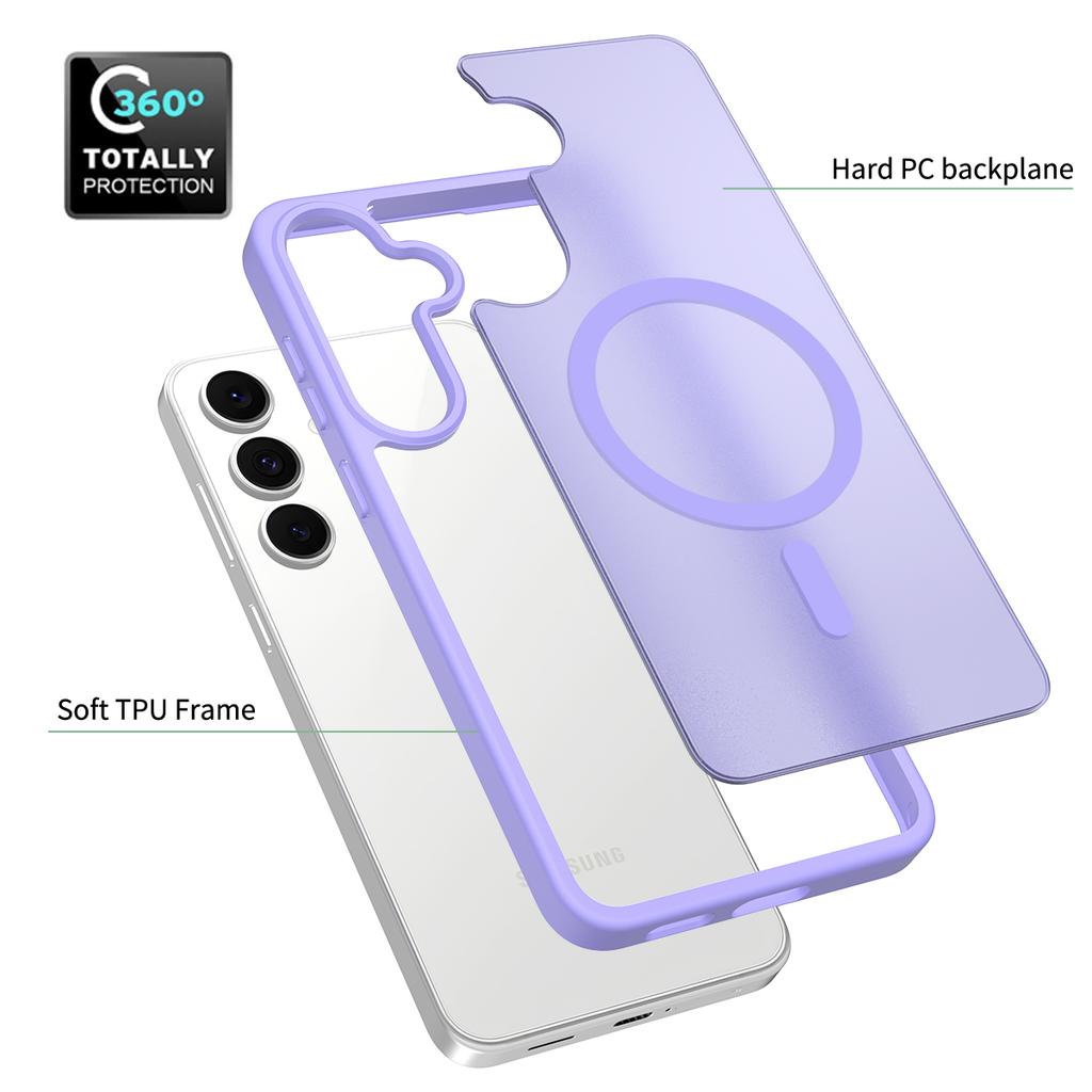 Haptik wie Haut Magnetische Handyhülle für Samsung Galaxy S25 FE 6,7 Zoll Magsafe Kabelloses Laden TPU-Rahmen Harte Kunststoff-Rückseite