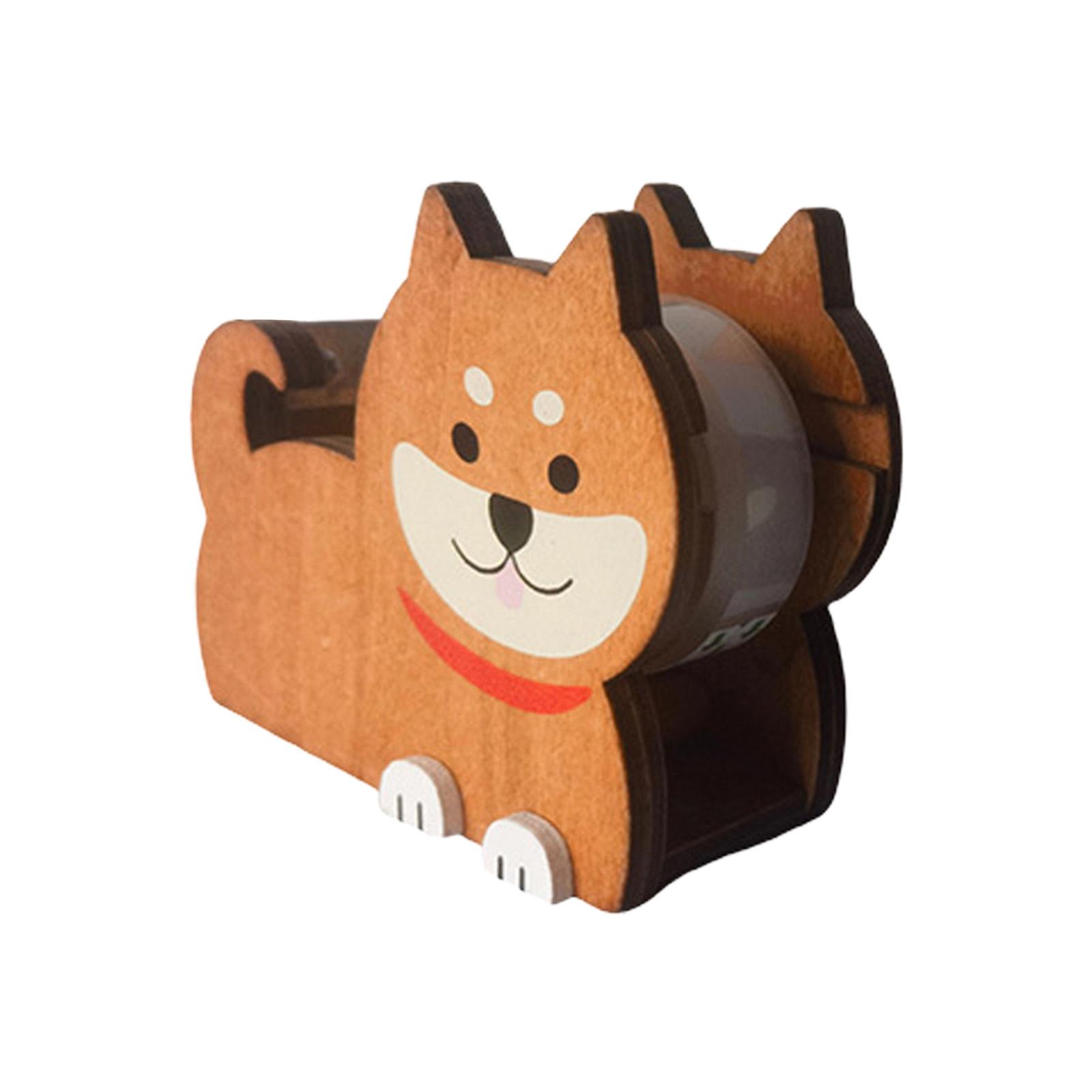 

Japanese Shiba Inu Cartoon Tape Dispenser Desktop Decor Organizer Cutter with Storage Function for Office Home Craft Room темно-коричневого