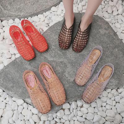 Women's Breathable Closed-Toe Jelly Sandals - Casual Summer Outdoor Flats