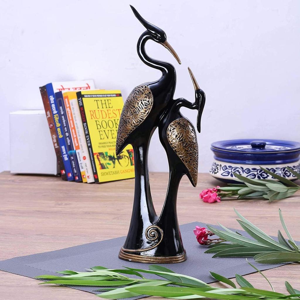 Black Polyresin Kissing Pair of Duck Showpiece Home Decor, Office Decor or Perfect for Living Room Decor & Gifting