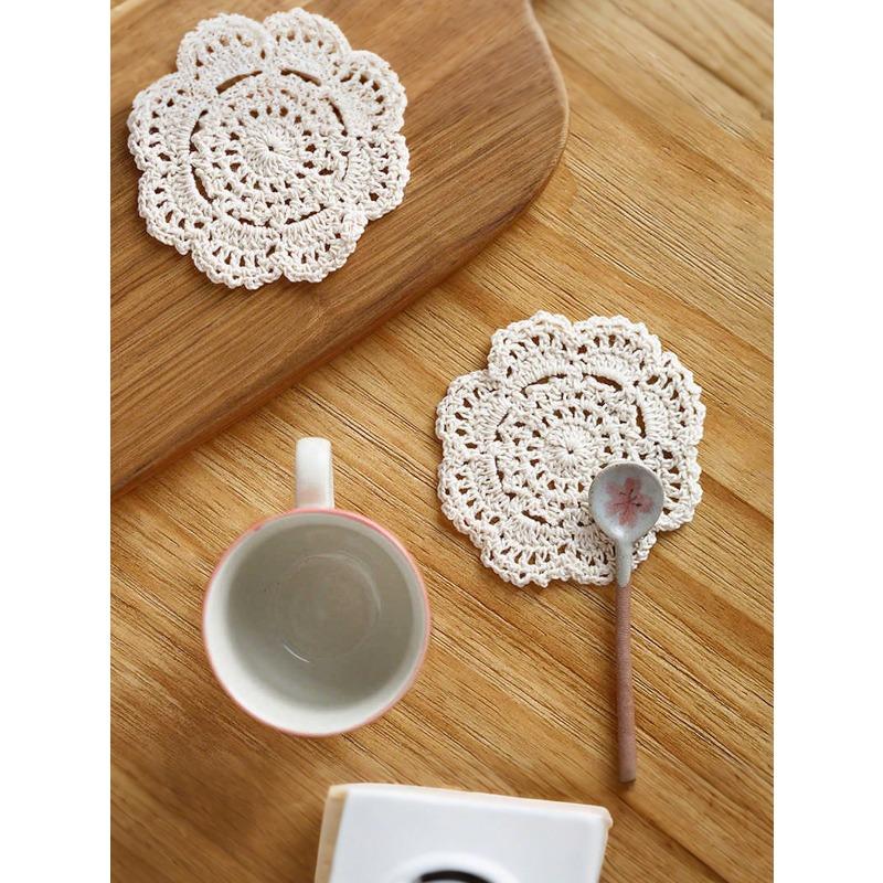 Vintage Coasters, Handmade Woven Insulation Mats, Creative Hollow Crochet Decorative Pads