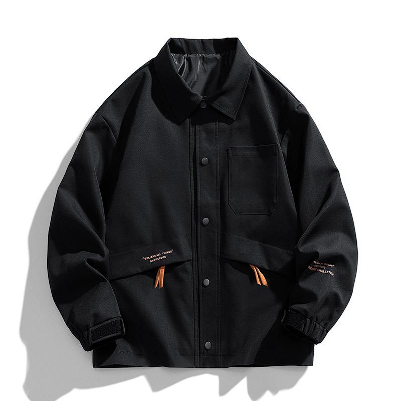 Spring and Autumn Loose Jacket Boys Versatile Jacket Youth Trend Lapel Top Cardigan Casual Fashion Men's Clothing