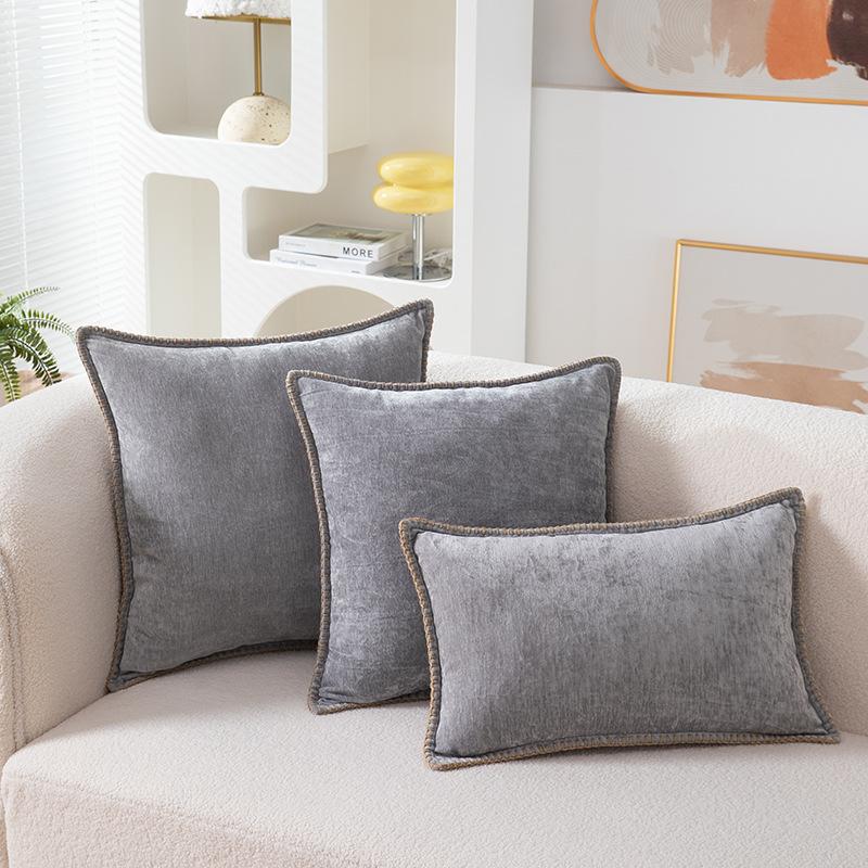 Fashion Nordic Simple Green Chenille Pillowcase Hemp Rope Woven Living Room Sofa Pillow Bedroom Bedside Pillow Cushion Wholesale