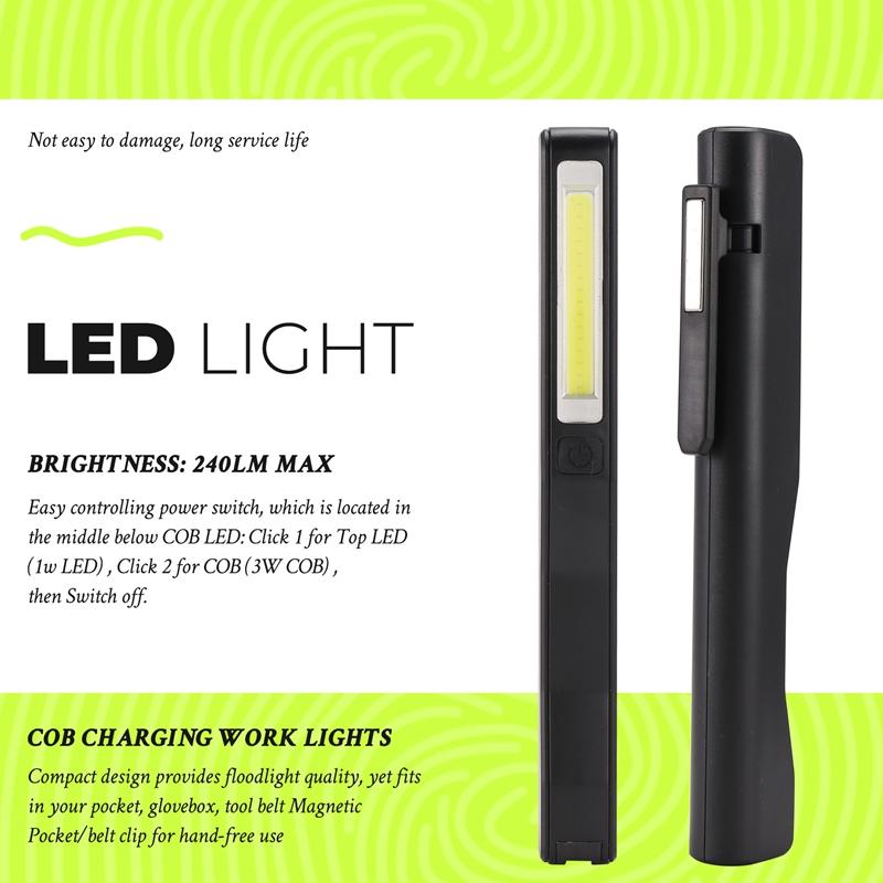 A96I-Rechargeable LED COB Portable Camping Work Inspection Light Lamp Hand Torch Magnetic For Household Workshop Automobile Camp